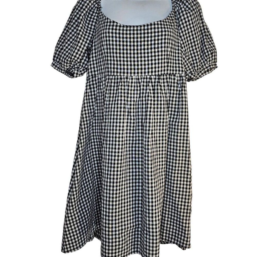 Pomander Place Abigail Dress Womens Size M Mini Black White Gingham Check